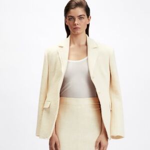 Zara oyster white textured pocket blazer NEW